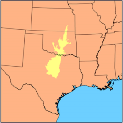 Cross timbers ecoregion that ranges from Texas northward through Oklahoma and into Kansas
