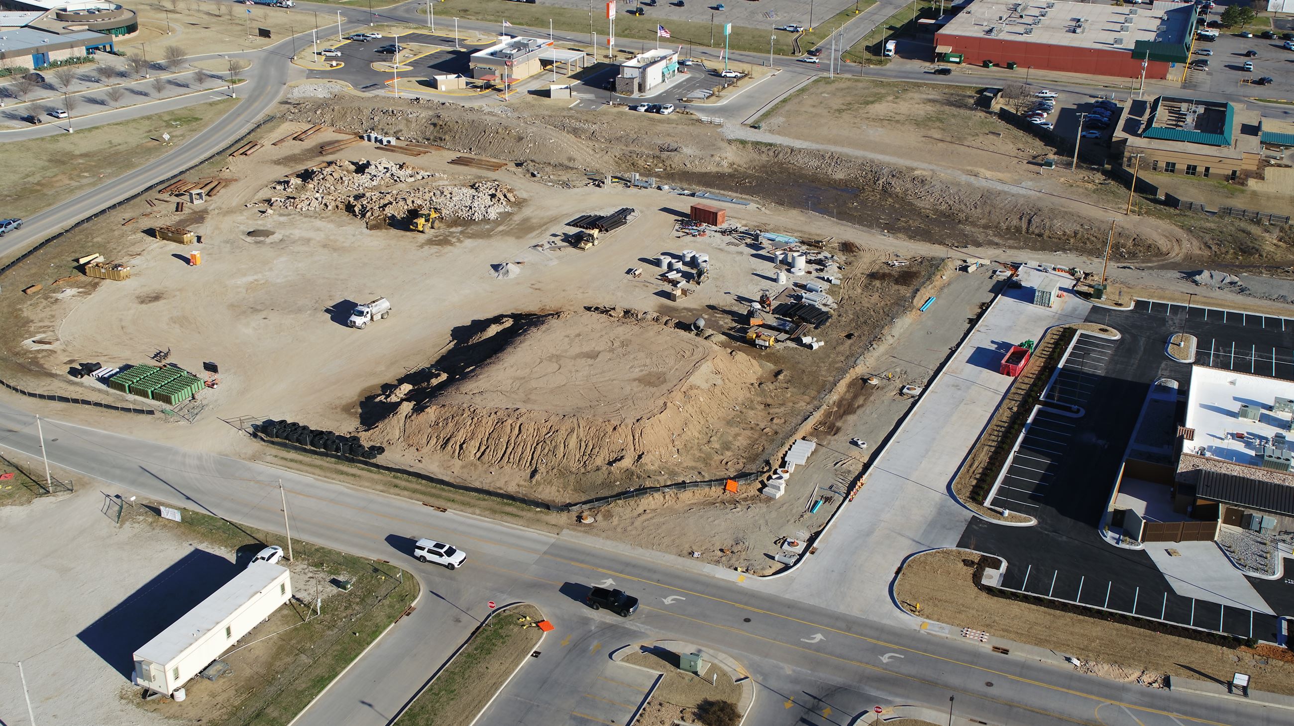 overhead drone photo of Sheffield Crossing retail area 
